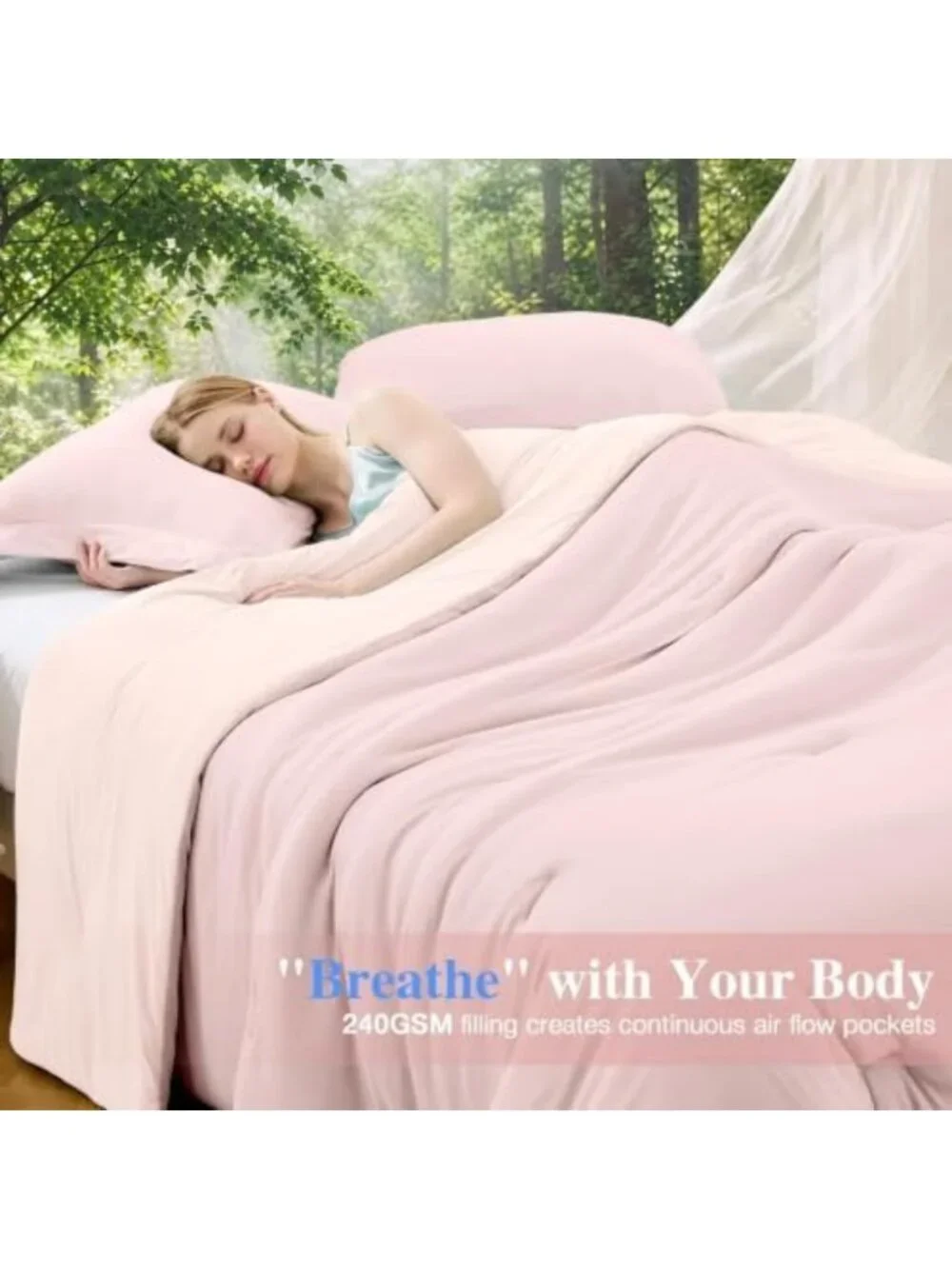 Lightweight Queen Cooling Comforter Set, Reversible Summer Bedding, ICY Surface